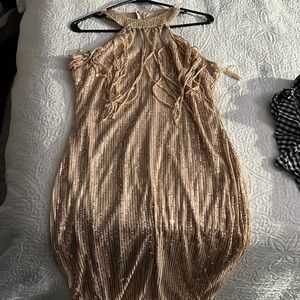 Champagne Fringe Sequin Dress